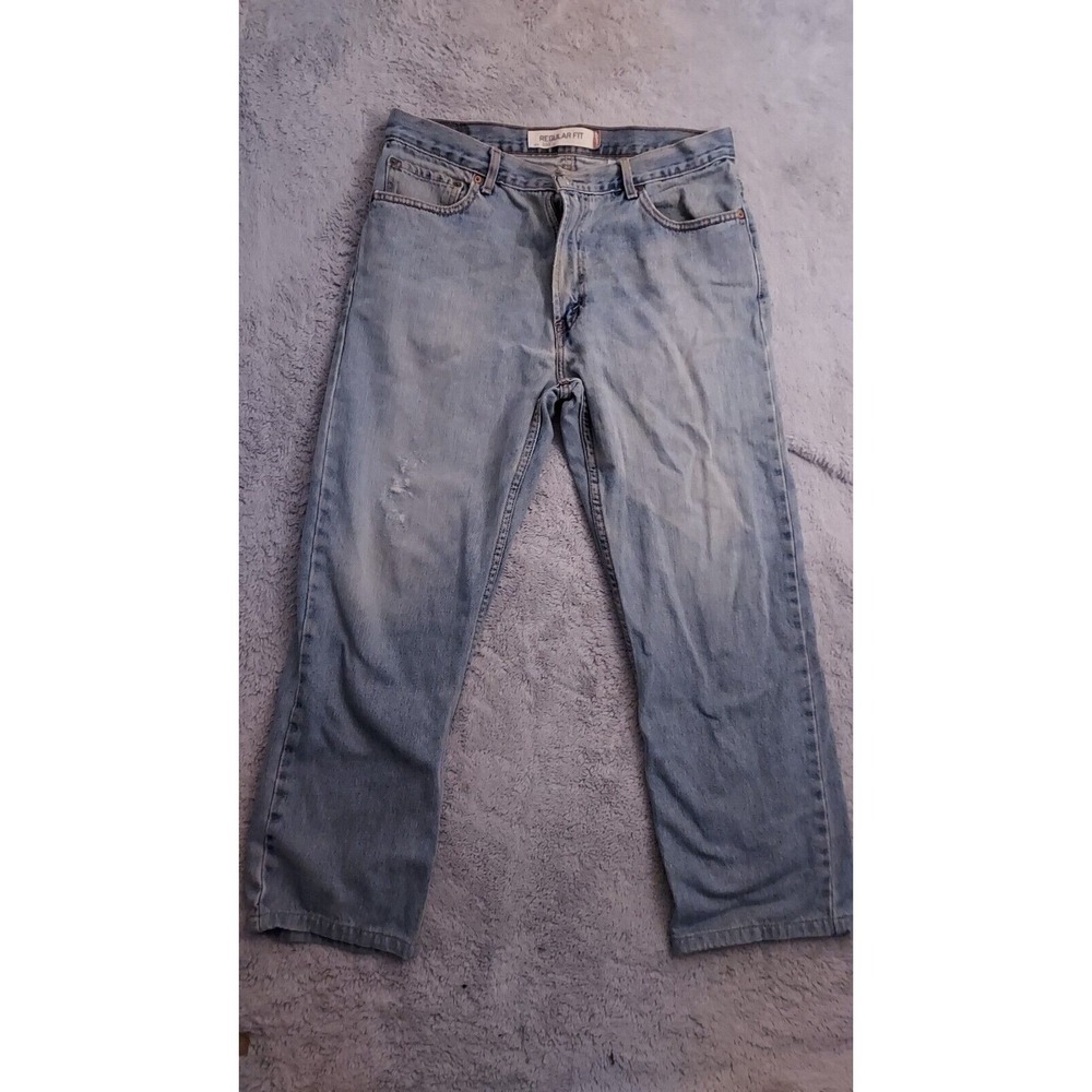 Vintage Levis 505 Jeans Mens 36x30 Light Wash Denim Distressed Faded Y2K HEMMED
